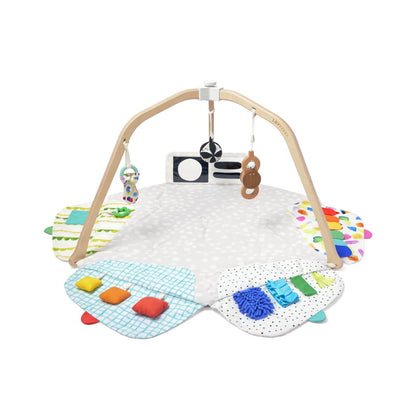 Lovevery Spielbogen – Entwicklungs-Spielmatte Baby & Kleinkind. Naturfarben mit Holzbögen. Fördert Motorik, Sensorik, Kognition.