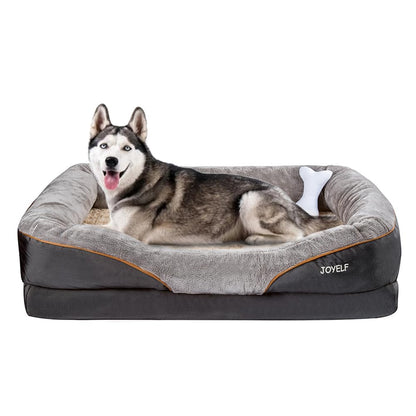 JOYELF Orthopädisches Hundebett Memory Foam XXL – Waschbarer Bezug. Graues, rechteckiges Bett bietet großen Hunden gelenkschonenden Liegekomfort.