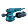 Makita BO5041 Exzenterschleifer mit 125 mm Schleifteller. Blau-schwarzes Kompaktgerät mit rundem Teller zum Feinschleifen, Polieren.
