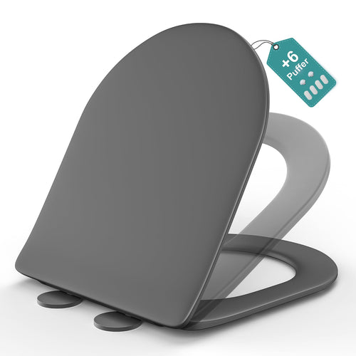 MEEJEE WC Sitz D Form Absenkautomatik Duroplast - Grau. Grauer D-förmiger Toilettensitz aus Duroplast mit Soft-Close Absenkautomatik.