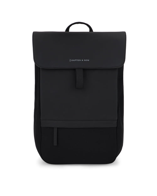 Kapten & Son Rucksack Fyn Classic All Black 11 L mit 14" Laptopfach in Schwarz aus veganem Tech-Material