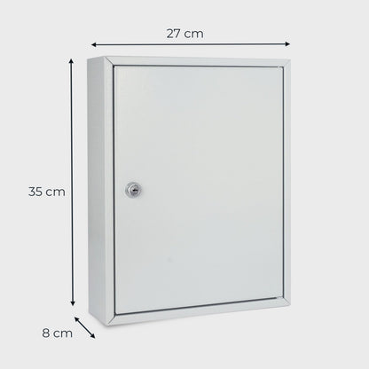 HMF Schlüsselschrank aus Stahl, abschliessbar, 42 Haken, Lichtgrau