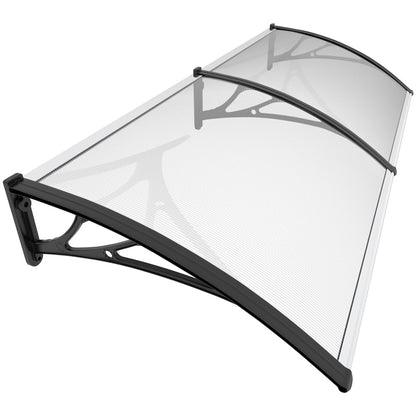 VOUNOT Vordach Haustür Pultvordach 200x80 cm Transparent/Schwarz. Transparentes Pultvordach mit schwarzem Rahmen schützt den Eingangsbereich vor Witterung.