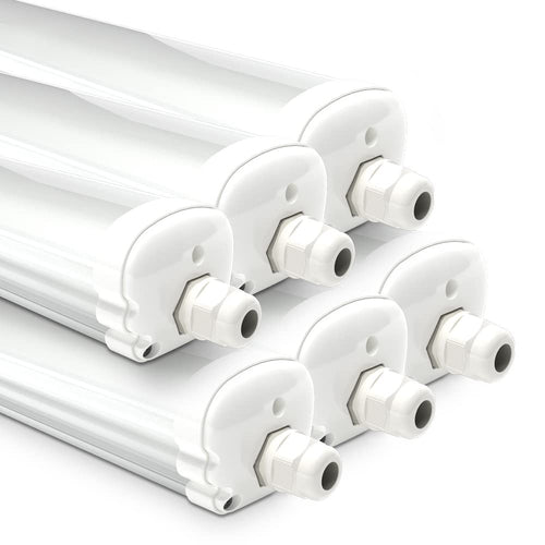 HOFTRONIC LED Feuchtraumleuchte 150cm IP65 48W - 6er Pack 4000K: Graue, schlanke, lineare Leuchte für Feucht- & Staubräume.