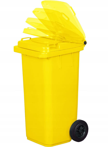 gardivo Mülltonne 120 Liter Kunststoff-Abfalltonne - Gelb