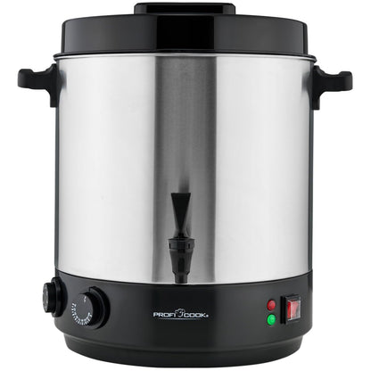 ProfiCook PC EKA 1283 Heissgetränke- & Einkochautomat - 32L Edelstahl. Zylindrischer Automat mit Ablasshahn für Getränke & Einkochen.