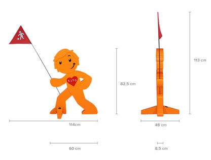 StreetBuddy Warnfigur mit Fahne – Kindersicherheit Warnaufsteller Grün