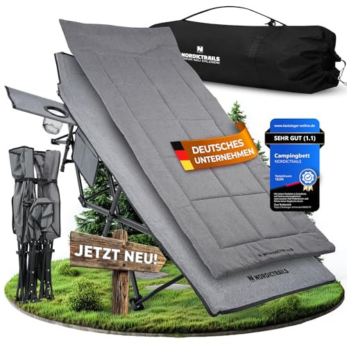 NORDICTRAILS Campingbett XXL klappbar Feldbett mit Matratze. Rechteckiges Feldbett mit Matratze. Als mobile Schlafstätte nutzbar.