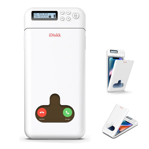 iDiskk Handy-Sperrbox mit Timer, weiss, aus ABS-Kunststoff, zum Einschliessen von Smartphones