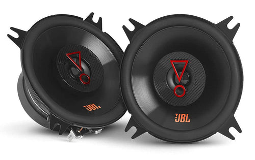 JBL Stage3 427F 2-Wege Auto Lautsprecher 10cm ohne Grille. Runder, schwarzer Koaxiallautsprecher zur Tonwiedergabe im Auto.