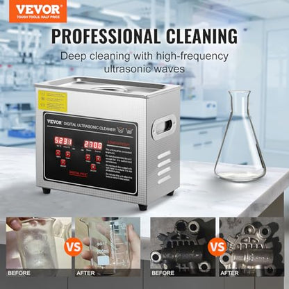 VEVOR Ultraschallreiniger 3L 150W Edelstahl mit Digitalanzeige