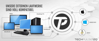 techPulse120 Imperator Externer Blu-ray Brenner USB-C 4K BDXL - Silber