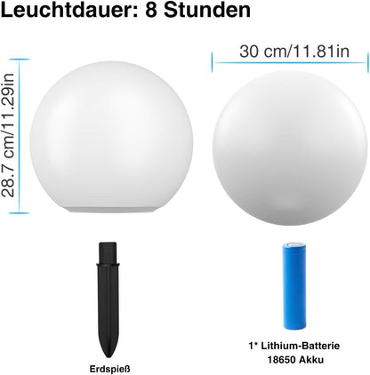 infray ANICEMOON Solarkugel 30 cm, Solarleuchte für aussen, IP67