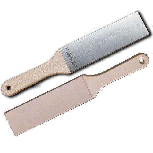 Schmiedeglut Diamantleder Essential Abziehleder – 6my Diamantpaste. Braunes Leder zum feinsten Polieren von Klingen.