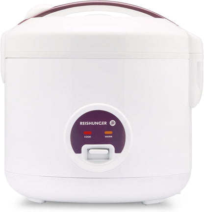 REISHUNGER Reiskocher & Dampfgarer Keramik 1.2L – Weiss. Kocht Reis und gart Lebensmittel schonend per Dampf.