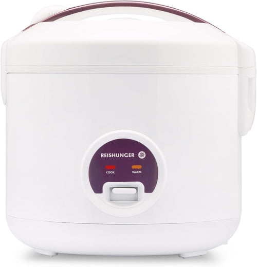 REISHUNGER Reiskocher & Dampfgarer Keramik 1.2L – Weiss. Kocht Reis und gart Lebensmittel schonend per Dampf.
