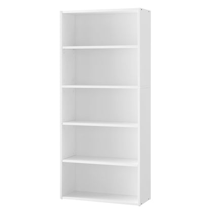 VASAGLE Bücherregal LBC165T14, 5 Ebenen, Standregal, wolkenweiss aus Spanplatten