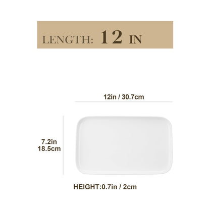 MALACASA Servierplatten Set, 4-teilig, Porzellan, 30 x 18 cm, weiss