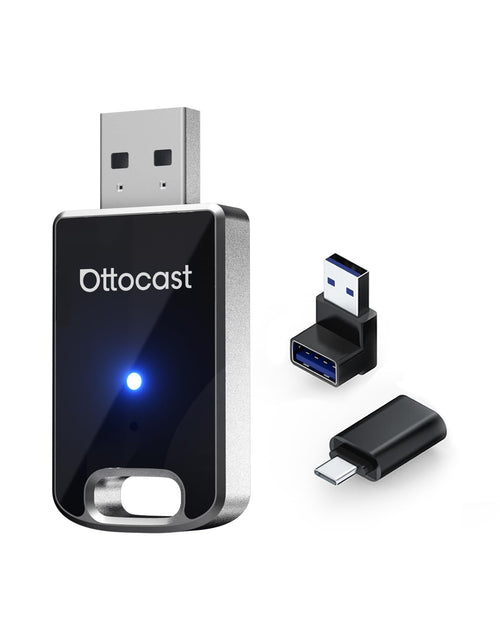 OTTOCAST Mini Edge 2-in-1 Wireless Carplay Android Auto Adapter. Kompakter schwarzer Adapter für kabelloses CarPlay/Android Auto.