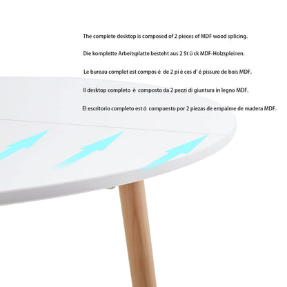 H.J WeDoo Esstisch rund 80 cm, MDF Tischplatte weiss, Buchenholz Beine