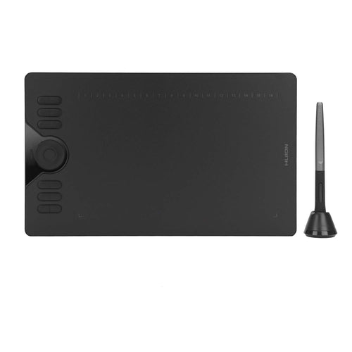 HUION HS610 Grafiktablett – Arbeitsfläche 25.4 x 15.8 cm: Schwarzes, rechteckiges Tablet zur präzisen digitalen Stifteingabe für Zeichnen, Design.