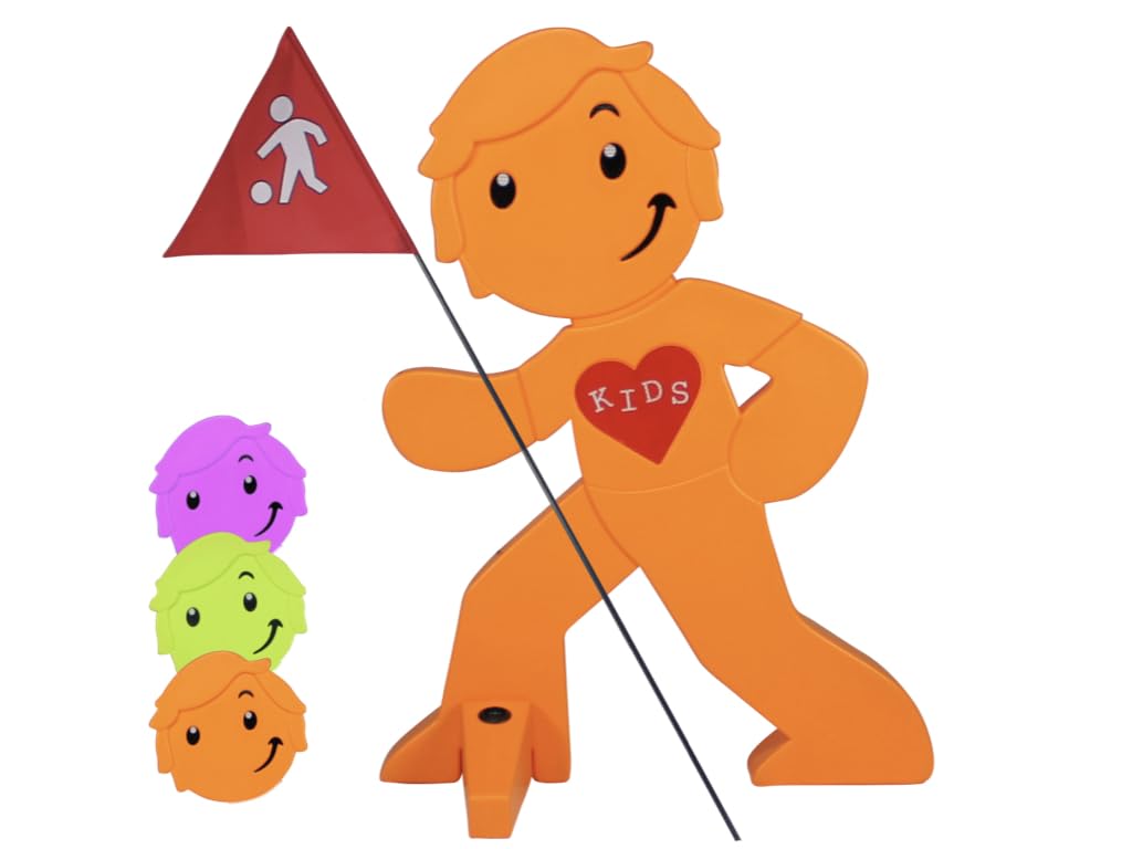 StreetBuddy Warnfigur Fahne Reflektierender Warnaufsteller – Orange. Orange-reflektierende Warnfigur zur Verkehrsabsicherung.