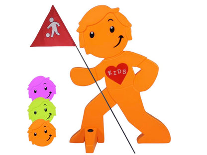 StreetBuddy Warnfigur Fahne Reflektierender Warnaufsteller – Orange. Orange-reflektierende Warnfigur zur Verkehrsabsicherung.