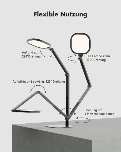 LitONES LED Schreibtischlampe dimmbar, Schwenkarm Bürolampe, schwarz