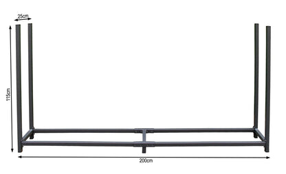QUICK STAR Metall Kaminholzregal Anthrazit 200x115cm mit Schutzhülle