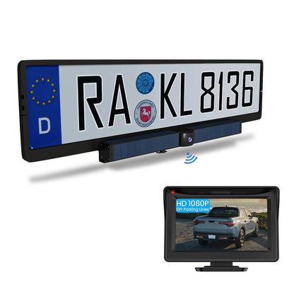 Lifellery Kabellose Solar-Rückfahrkamera Set - 4,3 Zoll Bildschirm. Schwarze Solar-Kamera und 4,3" Monitor. Überträgt Video für sicheres Rangieren.