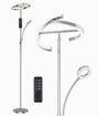 ANTENLICHT LED Deckenfluter Dimmbar - Silber, Leselampe. Silberner LED-Deckenfluter mit Leselampe. Dimmbar für Raum- und gerichtetes Leselicht.