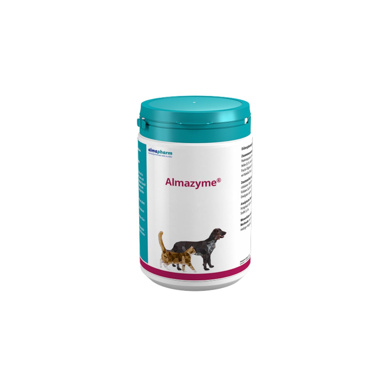 almapharm Almazyme Ergänzungsfuttermittel Pulver - 500g. Helles, feines Pulver. Unterstützt die Verdauung von Hunden und Katzen.