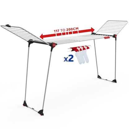 Vileda Infinity Flex Plus Flügeltrockner – 30m XXL Leinen. Ausziehbarer Flügeltrockner mit 30m Leinen zum Trocknen großer Wäschemengen.