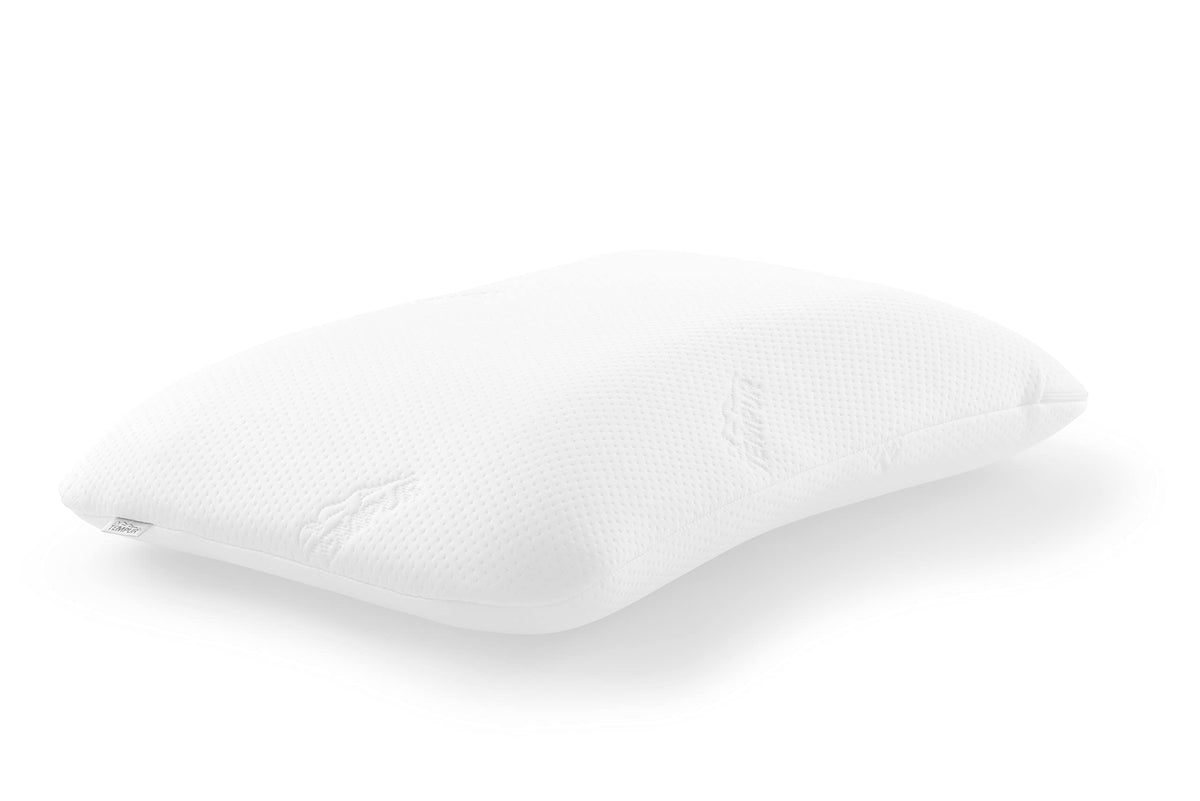 TEMPUR Symphony Nackenstützkissen Memory Foam - Grösse S. Ergonomisch geformtes, weisses Kissen mit zwei Rollhöhen. Bietet Nackenstütze für Schlafkomfort.