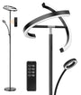 ANTENLICHT Stehlampe LED Dimmbar Schwarz - Deckenfluter Leselampe. Bietet Licht für Deckenflutung und zum Lesen.