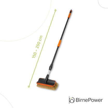 BirnePower Teleskop-Waschbürste 150–250 cm mit Wasserdurchfluss