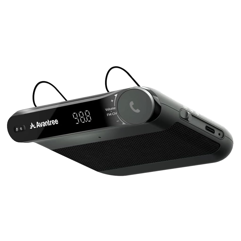 Avantree Roadtrip Bluetooth Freisprecheinrichtung mit FM-Transmitter, kompaktes Car Kit mit Drehregler