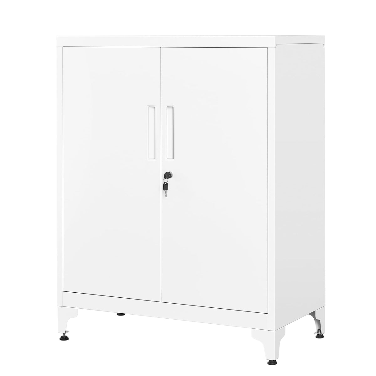 SONGMICS OMC013W01 abschliessbarer Aktenschrank - mattweiss, rechteckig, zur sicheren Aufbewahrung von Dokumenten im Büro.