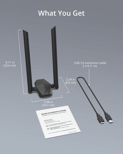 BrosTrend AX1800 WiFi 6 WLAN Stick USB Dualband mit 2x 5dBi Antennen