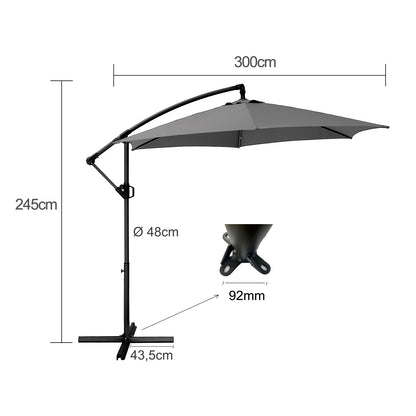 Deuline Mallorca-Elite Ampelschirm Ø 300 cm, 360° drehbar, grau