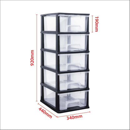 ABBAware Schubladenbox Rollcontainer mit 5 Schubladen je 17 Liter