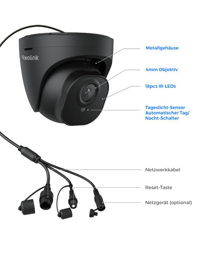 Reolink 4K PoE Smarte IP Kamera Outdoor - Schwarz