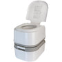 BB Sport mobile Campingtoilette 24l Kolbenpumpe mit Papierfach. Graues Kunststoff-WC zur hygienischen Notdurft mobil.