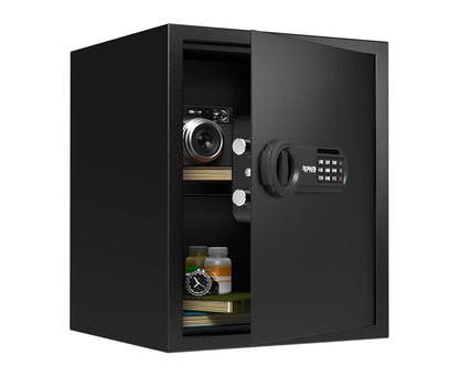 RPNB Luxus Zifferntastatur Safe – Tresor für Büro & Hotel 43L. Rechteckiger, dunkler Stahlschrank mit Zifferntastatur für sichere Wertlagerung in Büro und Hotel.