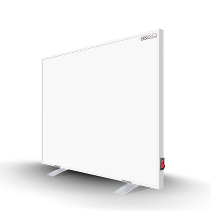 Byecold Infrarotheizung Standgerät mit Standfüssen – 300 Watt. Weißes, rechteckiges Paneel auf Füßen. Beheizt Räume per Infrarot. (110 Zeichen)