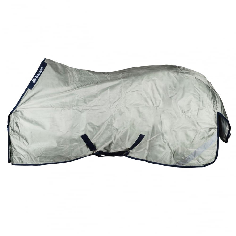Bucas PowerTurnout Pferdedecke Light stay-dry 145 Silber: Silberne Pferdedecke hält das Pferd trocken bei nasser Witterung.