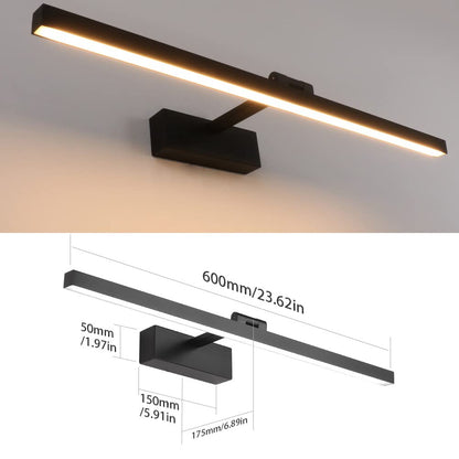 Klighten LED Spiegelleuchte Bad 61 cm, 18 W, 3000 K, IP44, Schwarz