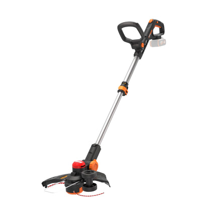 WORX Nitro WG173E.9 Akku Rasentrimmer 20V - ohne Akku/Lader. Schwarz-orange mit langem Schaft. Schneidet Gras & trimmt Rasenkanten präzise.