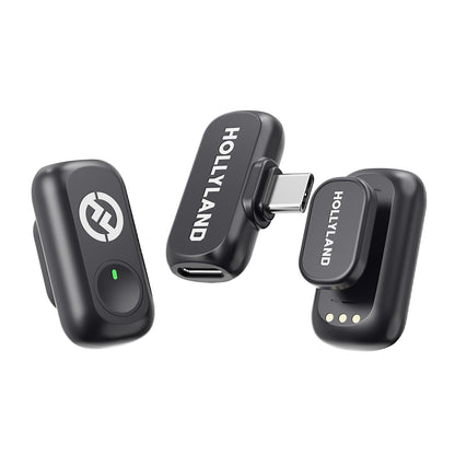 Hollyland Lark A1 Mini Duo Wireless Lavalier Mikrofon, kompaktes Ansteckmikrofon mit magnetischer Befestigung