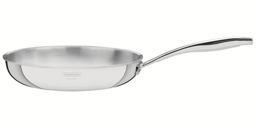 Tramontina Grano Bratpfanne – Edelstahl Induktion Ø 30 cm. Runde, silberne Pfanne, Ø 30 cm, für Induktionsherde zum Braten von Speisen.